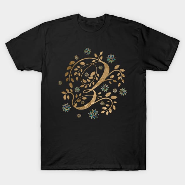 Luxury Golden Calligraphy Monogram with letter Z T-Shirt by Nartissima